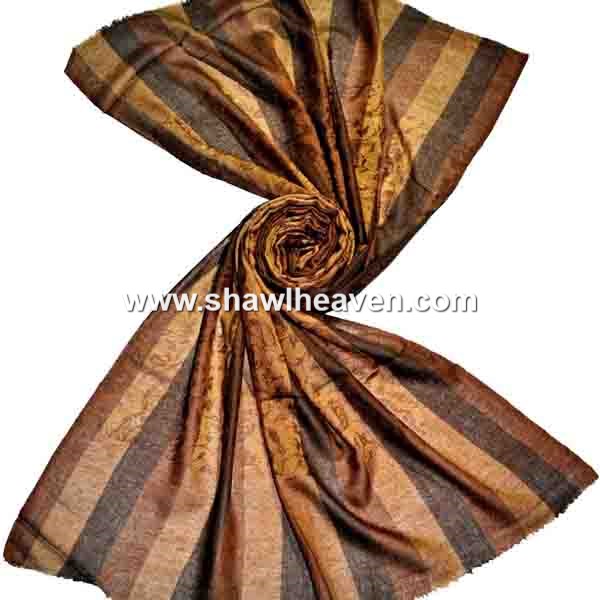 brown striped cashmere stole